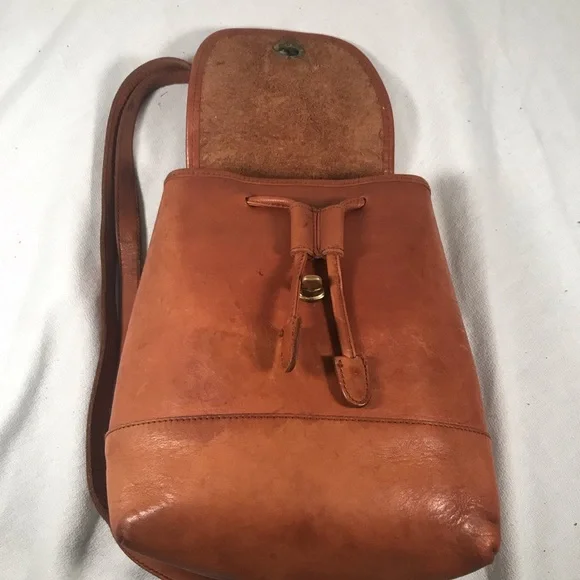 Vintage Soft Leather Brown Mini Adjustable Y2K Backpack Purse